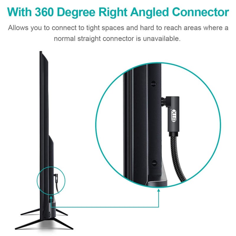 EMK 90 Degree Toslink Optical Cable 360 Degree Free-Rotating Plug Fiber Optic Cable S/PDIF Toslink Male to Male Cable for Home Theater, Sound Bar, TV, PS4, Xbox,Grey (25ft/7.6m) - Image 3